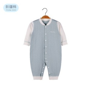 MyKids-USA Baby Solid Color Pit Strip Fabric Single Breasted Design Cotton Jumpsuit Pajamas - 1 of 4