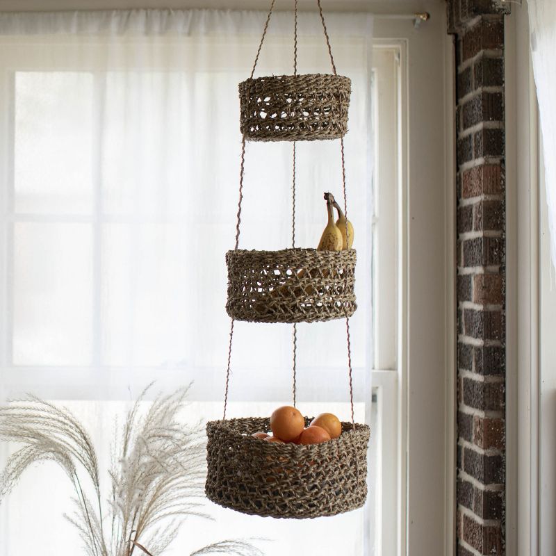 Natural Seagrass 3 Tiered Hanging Basket - Foreside Home & Garden, 5 of 8