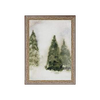 7"x10" Water Color Pines Silver/Gold Frame Wall Canvas - Petal Lane