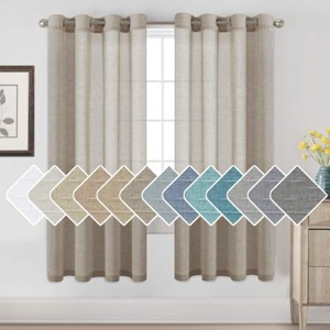 Natural Linen Blended Semi-Sheer Curtains Privacy Assured with Nickel Grommet for Living Room - 1 of 4