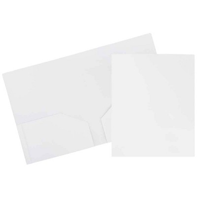 JAM Paper Heavy Duty Plastic Two-Pocket School Folders White 6/Pack (57404D)