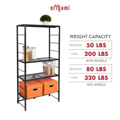 Origami Black Adjustable Steel Garage Storage Rack with Wheels