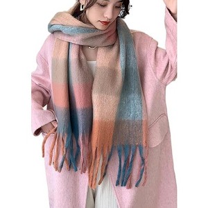 MSDC Winter Women Warm Scarf Long Shawl Large Scarves Cold Weather Thick Blanket Scarfs Colorful Plaid - 1 of 4
