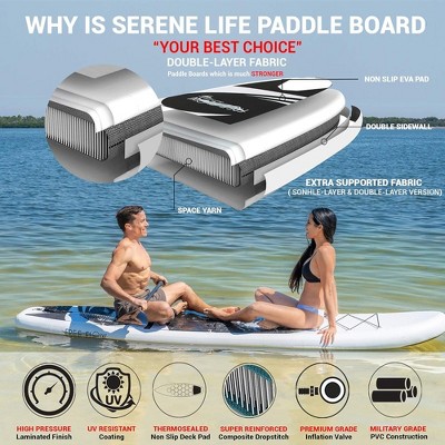 SereneLife 10' Gray and Black Inflatable Stand-Up Paddle Board