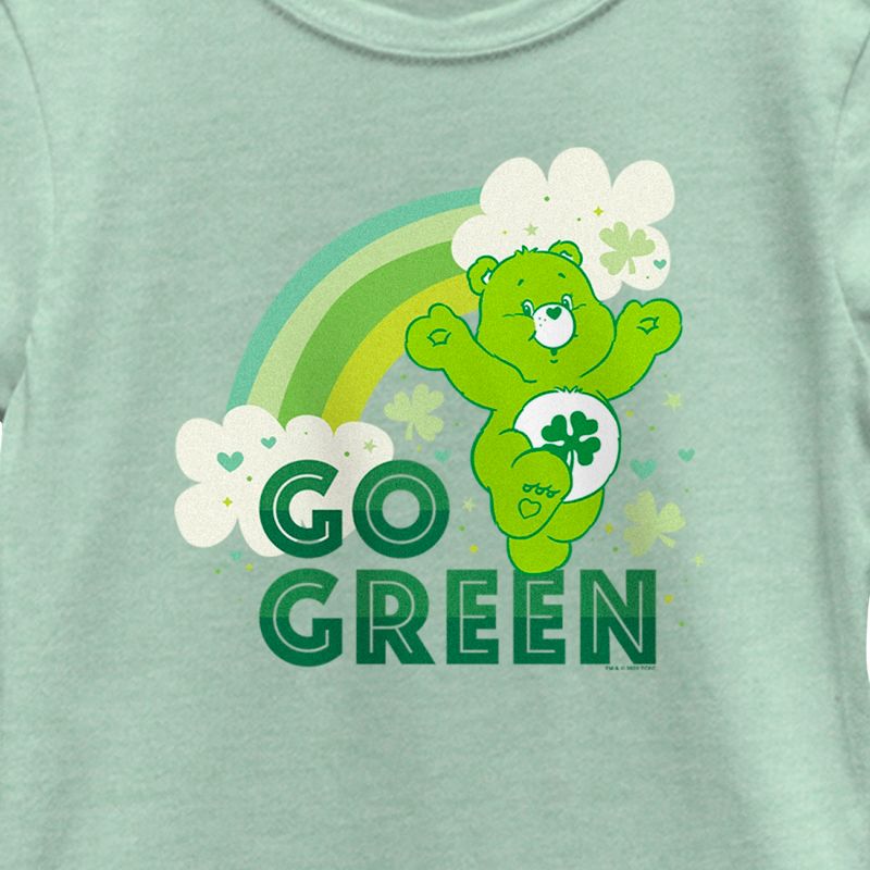 Girl's Care Bears St. Patrick's Day Good Luck Bear Go Green T-Shirt, 2 of 5