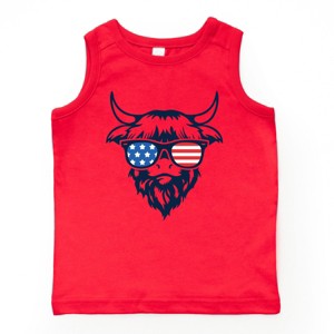 The Juniper Shop Patriotic Cow Sunglasses Youth Tank Top - 1 of 4