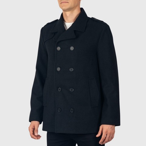 Мужские куртки Alpine Swiss Jake Mens Wool Pea Coat Double Breasted Jacket Black XL