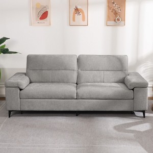 Chenille Sofa with Adjustable Armrests and Extra Thick Cushions - 1 of 4