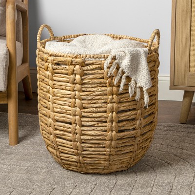 Laurel Hand-Woven Brown Abaca Round Storage Basket