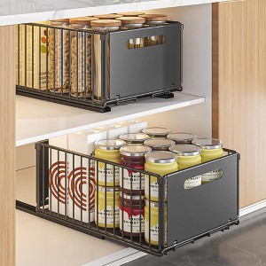 Slide Out Cabinet Organizer Heavy-Duty Carbon Steel Expandable Drawer Adjustable Sliding Shelf Under Sink Rack Shelf for Kitchen Pantry Bathroom - 1 of 4