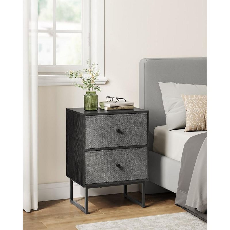 VASAGLE Nightstands Bedside Table Small Dresser with Removable Fabric Drawers, End Table Side Table, 3 of 9