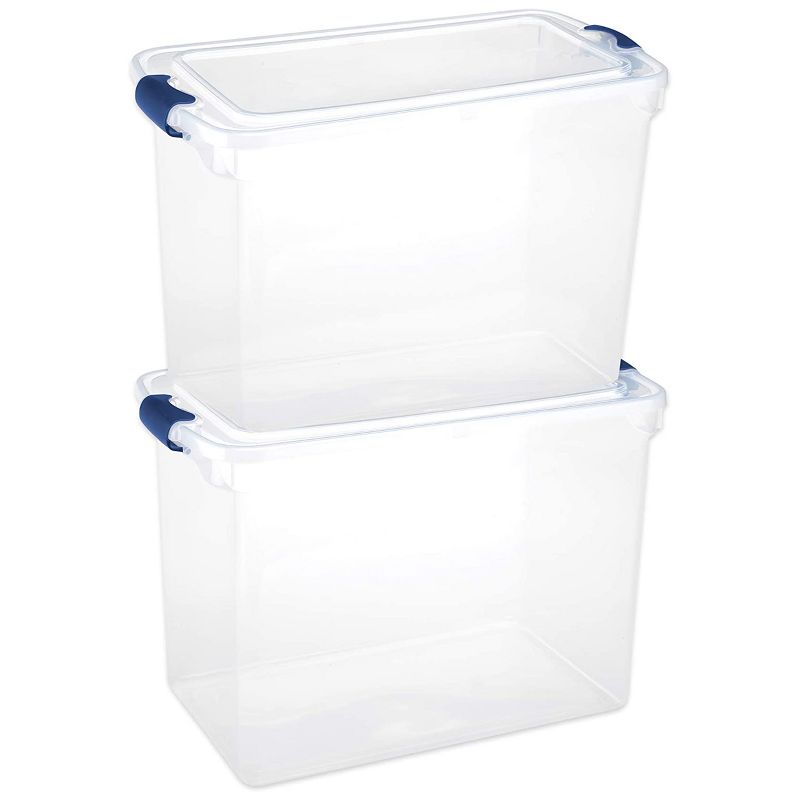 Homz Heavy Duty Modular Stackable Storage Tote Containers with Latching Lids, 3 of 7