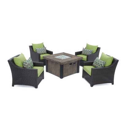 Deco 5pc Metal Outdoor Fire Pit Chat Set - Ginkgo Green - RST Brands