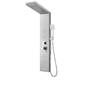 Itopfox LED Shower Panel Tower with Rainfall & Waterfall Shower Head, 4 Body Jets, Handheld Sprayer & Tub Spout, Stainless Steel Brushed Finish - 1 of 4
