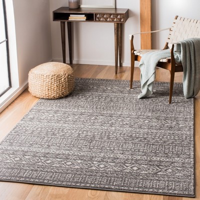 Ivory Square Hand-Knotted Boho-Chic Synthetic Area Rug, 3' x 3'