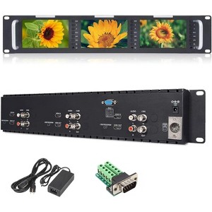 FEELWORLD T51-H Triple 5 inch 2 RU Rack Mount Monitor 800¡Á480 Broadcast LCD Monitor with HDMI AV Input and Output - 1 of 1