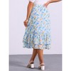 INSPIRE CHIC Women's Chiffon Elastic Waist Ruffle Tiered Flowy Midi Floral Printed Skirts - 4 of 4