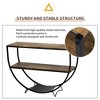 TiramisuBest Rustic Industrial Design Demilune Shape Textured Metal Distressed Wood Console Table - 3 of 4