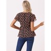 Allegra K Women's Floral Printed V Neck Short Sleeve Tie Waist Wrap Blouse - 3 of 4