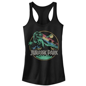 Juniors Womens Jurassic Park Rainbow Emblem Racerback Tank Top - 1 of 4