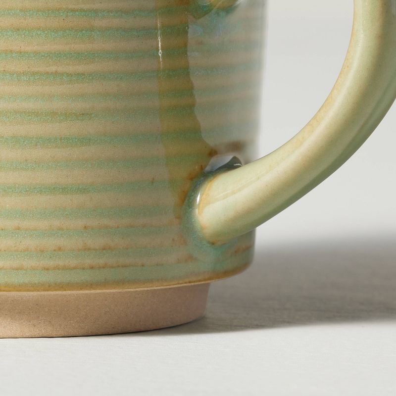 10oz Ribbed Stoneware Mug Green - Hearth &#38; Hand&#8482; with Magnolia, 4 of 5