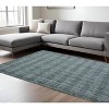 Blue And Ivory Wool Plaid Hand Woven Area Rug - 2 of 4