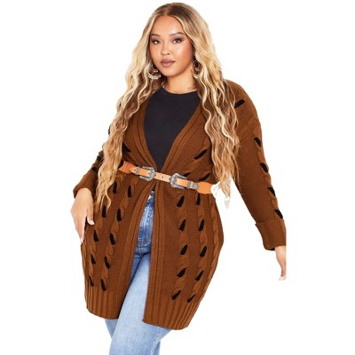 Avenue Women's Plus Size Lacey Cable Cardigan
