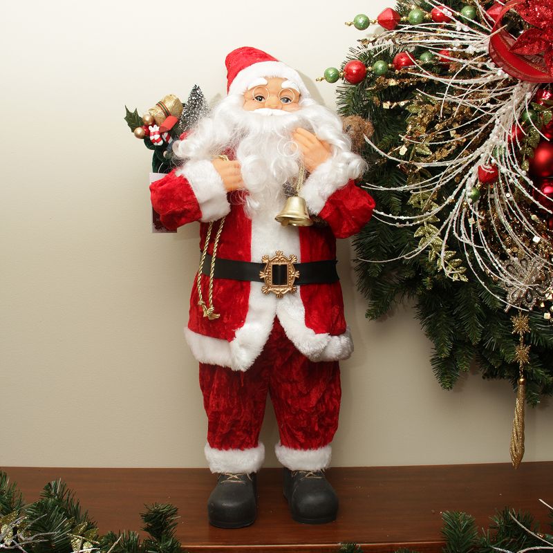 Northlight 24" Traditional Red and White Standing Santa Claus Christmas Figure with Gift Sack, 2 of 3