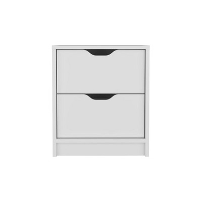 NicBex 14.3 inch Wide Nightstand with 2 Drawers,Modern Side Table with Cutout Handles,Bedside Table for Bedroom,Living Room,White/Black