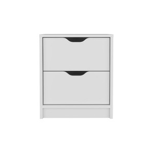 NicBex 14.3 inch Wide Nightstand with 2 Drawers,Modern Side Table with Cutout Handles,Bedside Table for Bedroom,Living Room,White/Black - 1 of 4