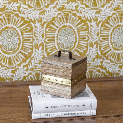 Small Mango Wood Trinket Box with Brass Handle