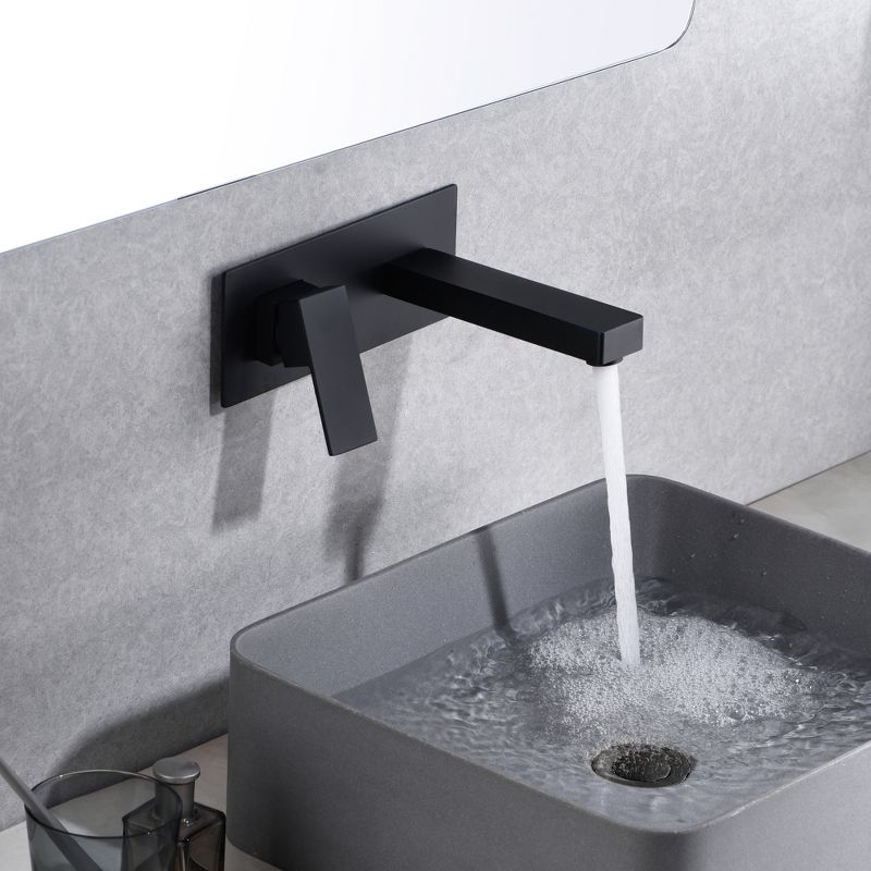 SUMERAIN Matte Black Wall Mount Bathroom Sink Faucet Vessel Faucet, Brass Rough-in Valve Included, 4 of 9