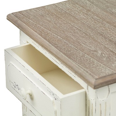 Distressed White 2-Drawer Traditional French Nightstand