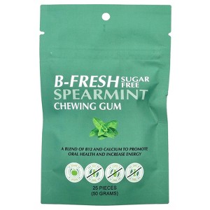 B-Fresh Chewing Gum, Sugar Free, Spearmint, 25 Pieces (50 g) - 1 of 2
