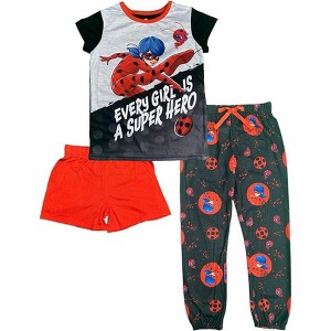 Miraculous Lady Bug Girl's "Every Girl is a Super Hero" 3-Piece Pajama Set - 1 of 4