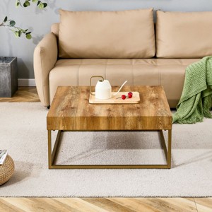 Modern Rectangular Coffee Table,Dining Table,MDF Wooden Top Side Table With Metal Legs, Cozy Minimalist Coffee Table Designs-Cuddlewood - 1 of 4