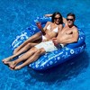 Swimline 90482 Inflatable Double Float 2 Person Tropical Floating Lounger Raft w/ Removable Center Seat or Drink Caddy and 2 Built-In Cupholders, Blue - 4 of 4