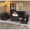 LayinSun 8 Piece Patio Furniture Set with 44" Propane Gas Fire Pit Table, Outdoor Sectional Conversation Set Wicker Rattan Sofa Set - 2 of 4