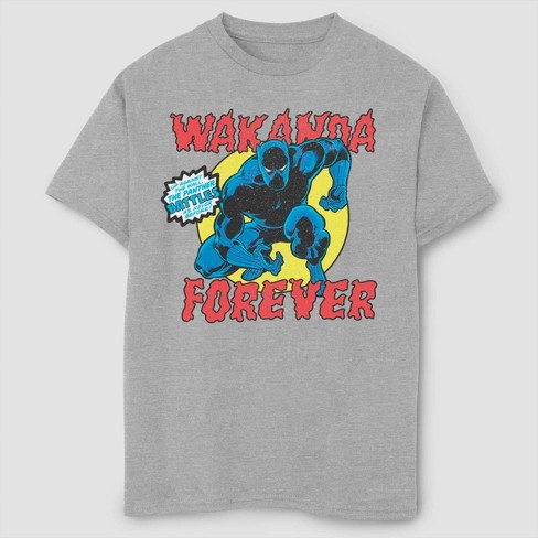 Boys Marvel Black Panther Battles Short Sleeve Graphic T Shirt Athletic Heather L Target - roblox shirt black panther