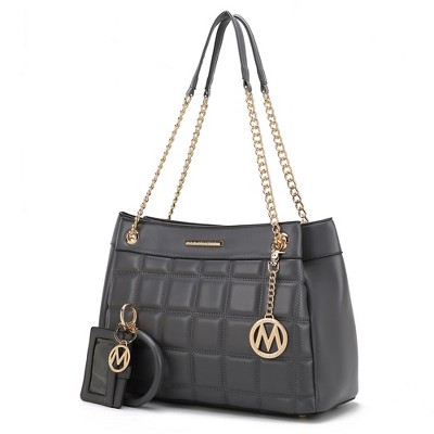 MKF Collection Mabel Quilted Women’s shoulder Bag & Bracelet Keychain with a Credit Card Holder by Mia K