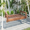 SEVOBAL Patio Swings Twin Size Porch Swing Bed with Solid Acacia Wood Frame and All-Weather Support System for Garden, Brown, 93.75"×11.25"×10.5" - 2 of 4