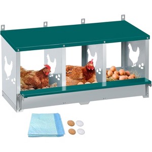 Coucheta Large Metal Chicken Nesting Boxes for Hens, Compartment Galvanized Steel Nesting Box, Includes 4 Fake Eggs & 10 Soft Nest Pads Pads - 1 of 1