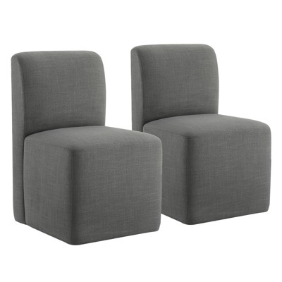 Spruce&Spring Upholstered Dining Chairs with Casters Set of 2