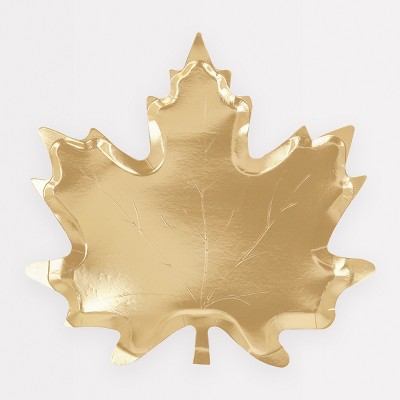 Meri Meri Gold Maple Leaf Plates (Pack of 8)