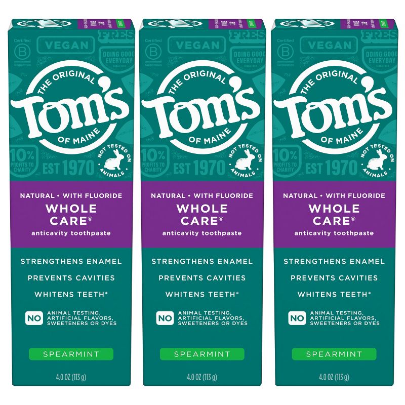 Tom&#39;s of Maine Whole Care Anti-cavity Toothpaste - Spearmint - 4oz/3pk, 1 of 10
