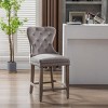 WestinTrends 24" Tufted Upholstered Velvet Bar Stool with Metal Footrest (Set of 2) - 2 of 4