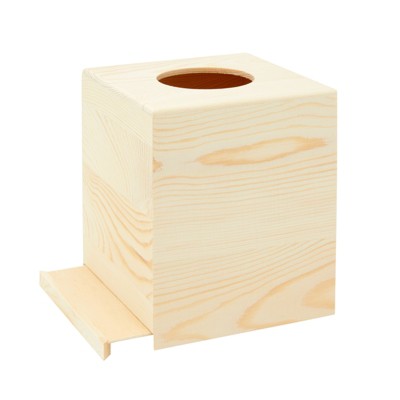 Set of 2 Unfinished Pine Wood Tissue Box Covers