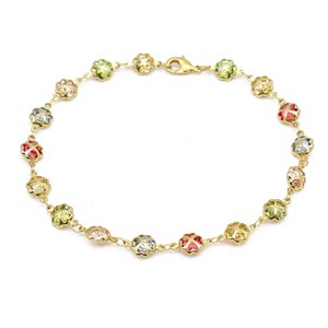 RMZ GOLD NYC 10-Inch 18K Gold Filled Multi-Color Crystal Anklet - 1 of 2
