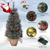 TackView Pre-Lit Christmas Tree, Mini Christmas Tree with 78 Led Lights Cloth Bag Base & Pine Cones & Red Berries, Xmas Decorations - 4 of 4