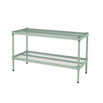 Design Ideas MeshWorks 2 Tier Full Size Metal Storage Shelving Unit for Kitchen, Office, and Garage Organization, 31 x 13 x 17.5 Inches, Sage Green
